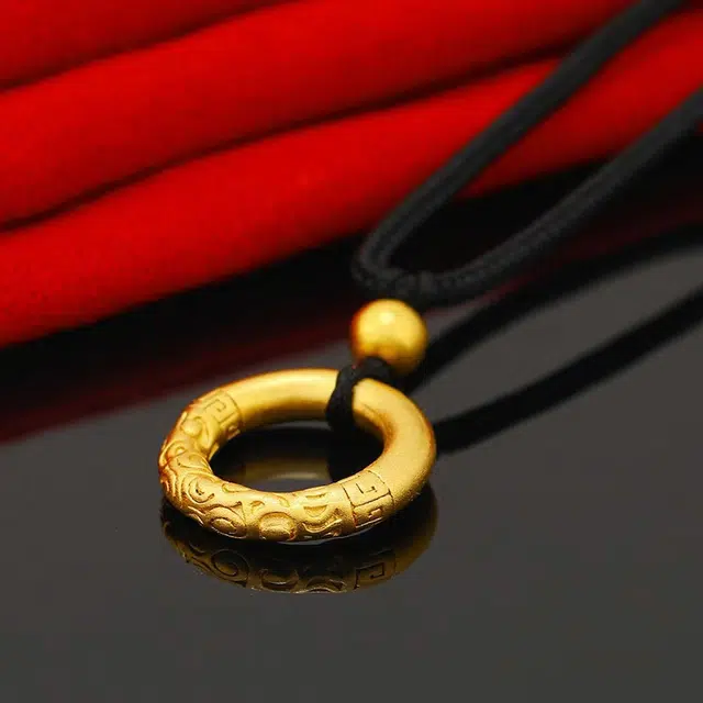 【999纯金】 金师傅 祥云蛇纹平安扣吊坠 足 金金珠 本命年新中式国潮复古民族风气质简约百搭小众轻奢设计高级 足银 项链 男女同款情侣款