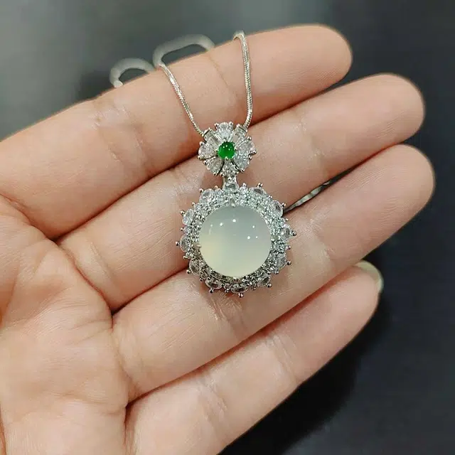赐帛 新中式白月光轻奢国潮复古风冰种玉髓设计师高级感时尚简约精致小众清冷感 玉髓 玉石项链 女款