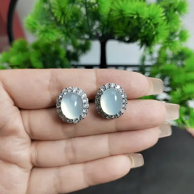 赐帛 新中式白月光轻奢港风大牌实际上款 清冷感 冰种玉髓玛瑙简约时尚气质款 女款 耳钉