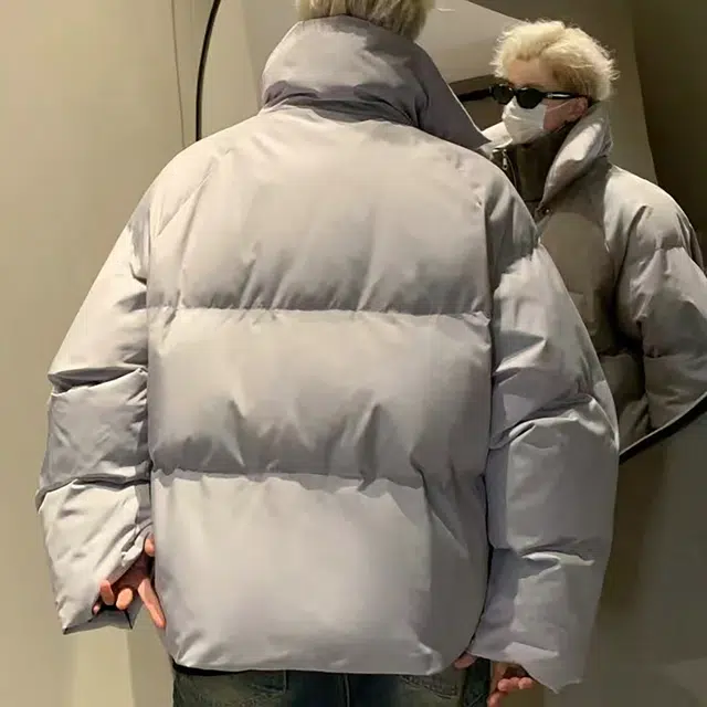 玉儿恋 美式嘻哈复古加厚假两件撞色拼接简约金属拉链面包保暖日常立领小众解构亮面设计感氛围感青少年痞帅棉服 男女同款
