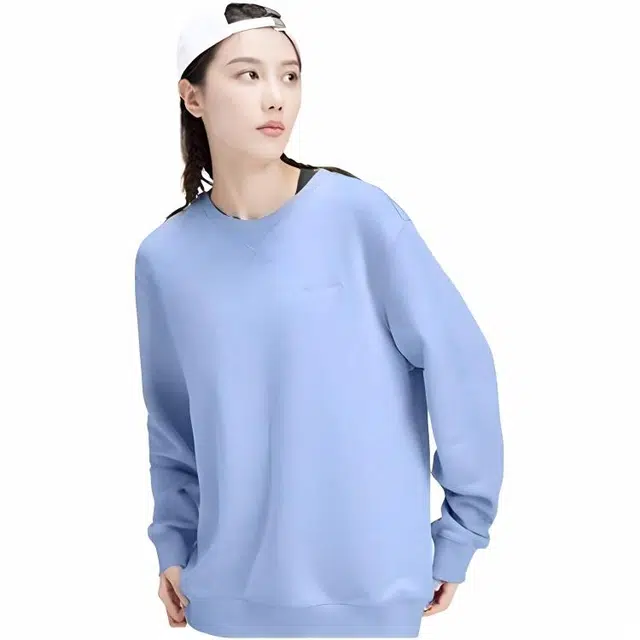 鸿星尔克 纯色运动休闲宽松圆领套头卫衣 男款 冰紫色