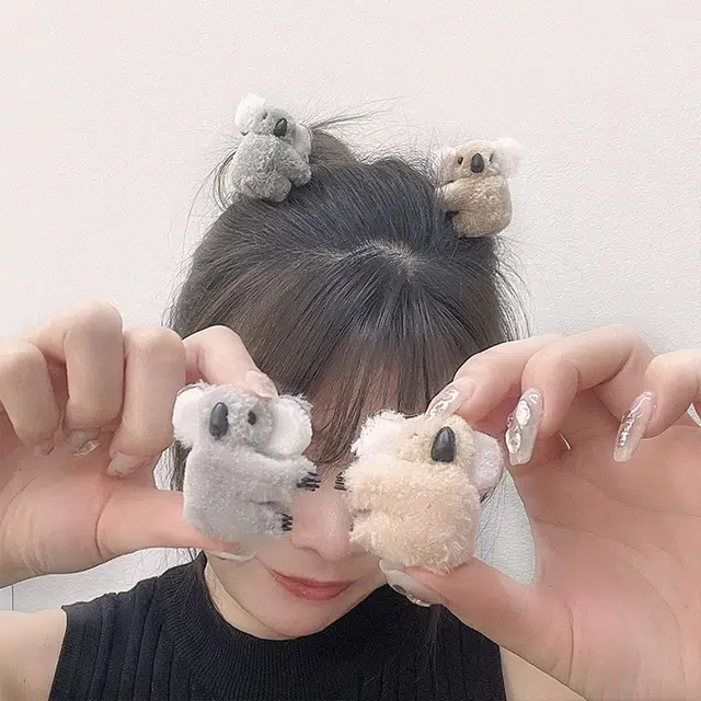 零界 呆萌考拉 立体毛绒趣味卡通 可夹书包 刘海夹子 创意时尚百搭边夹 布艺 发夹 女款