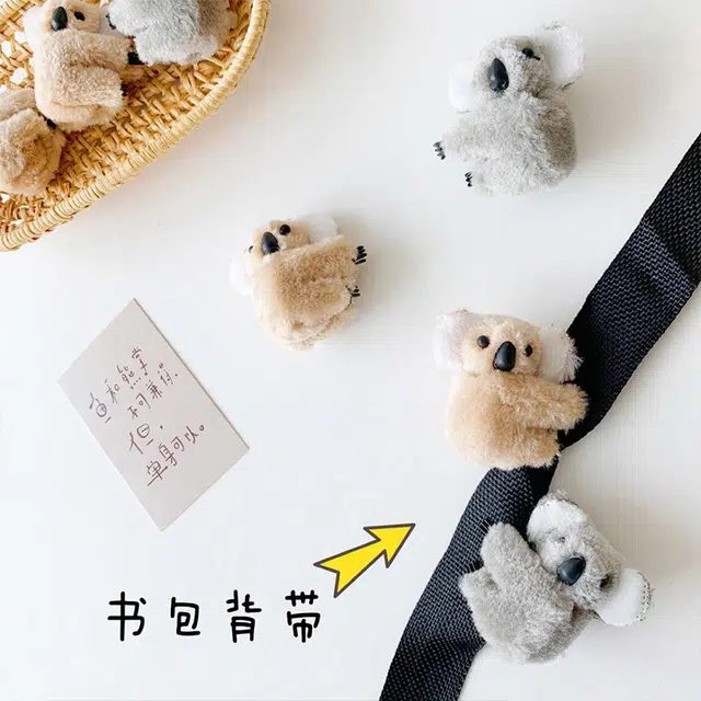 零界 呆萌考拉 立体毛绒趣味卡通 可夹书包 刘海夹子 创意时尚百搭边夹 布艺 发夹 女款
