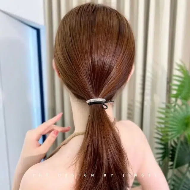 丹琴 时尚水钻头饰发绳马尾发圈水晶半扎头发橡皮筋带钻 弹力绳 头绳 女款