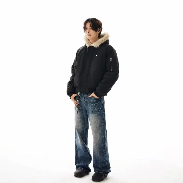 物质公式 简约美式高街户外拉链基础款纯色加厚保暖休闲运动宽松机能面包百搭防风抗寒棉服 男女同款 黑色