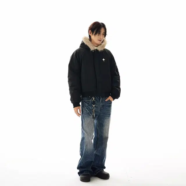 物质公式 简约美式高街户外拉链基础款纯色加厚保暖休闲运动宽松机能面包百搭防风抗寒棉服 男女同款 黑色