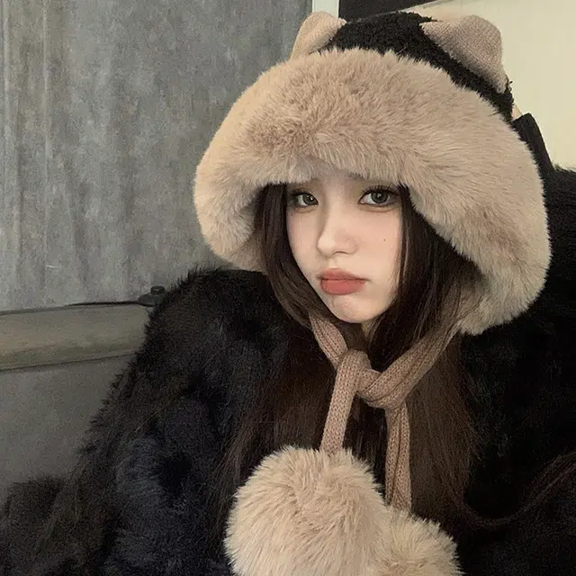 优幽兰 显脸小纯色防风防寒加厚保暖高级感小众 绒线帽 女款