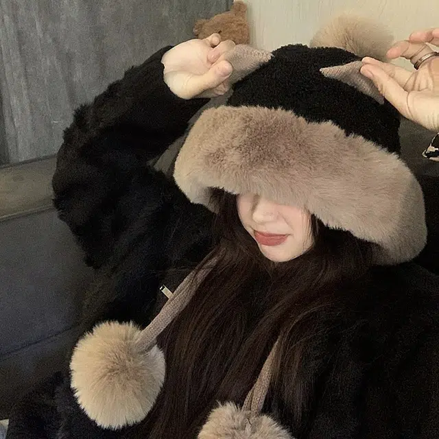 优幽兰 显脸小纯色防风防寒加厚保暖高级感小众 绒线帽 女款