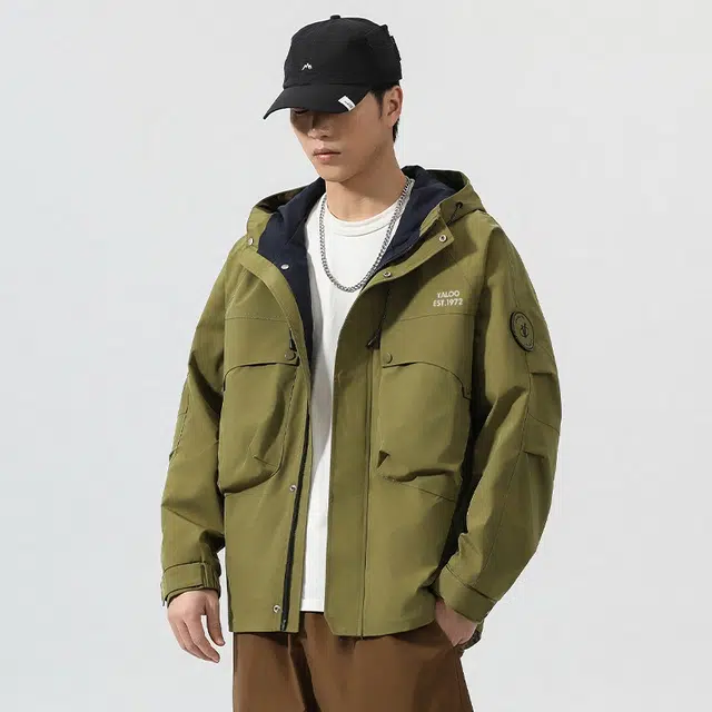 雅鹿  美式潮牌户外山系机能工装大口袋登山魔术贴三合一休闲百搭潮流  防水防风耐磨冲锋衣 男女同款 曜石黑