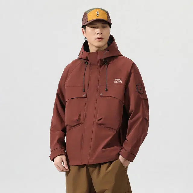 雅鹿  美式潮牌户外山系机能工装大口袋登山魔术贴三合一休闲百搭潮流  防水防风耐磨冲锋衣 男女同款 曜石黑