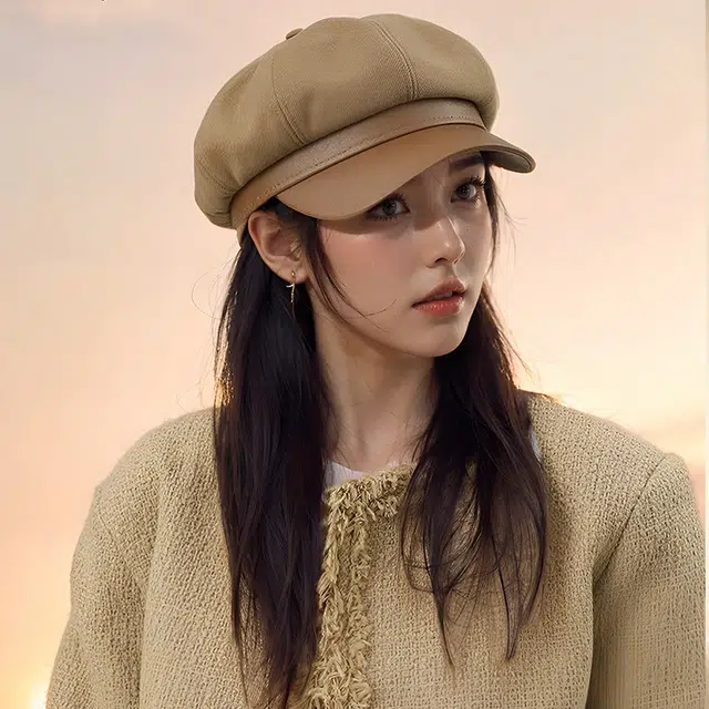 木林森 韩版文艺四季英伦复古纯色八角帽 聚酰胺纤维 贝雷帽 女款