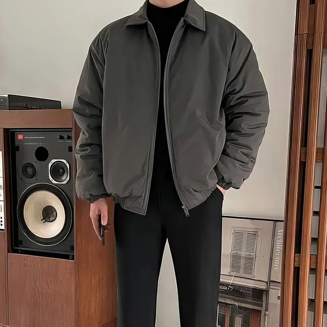 我是大卫 日系翻领高级感休闲轻熟风双拉链棉服 男女同款