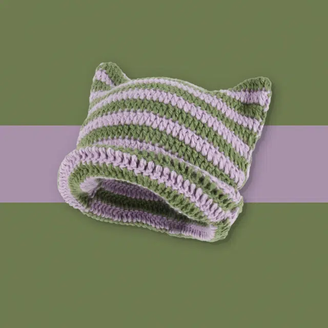 优幽兰 加厚保暖针织帽大头围条纹宽松 韩版显脸小冷帽日系护耳堆堆帽 绒线帽 男女同款情侣款