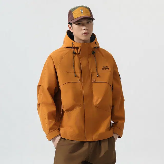 雅鹿  美式潮牌户外山系机能工装大口袋登山魔术贴三合一休闲百搭潮流  防水防风耐磨冲锋衣 男女同款 曜石黑