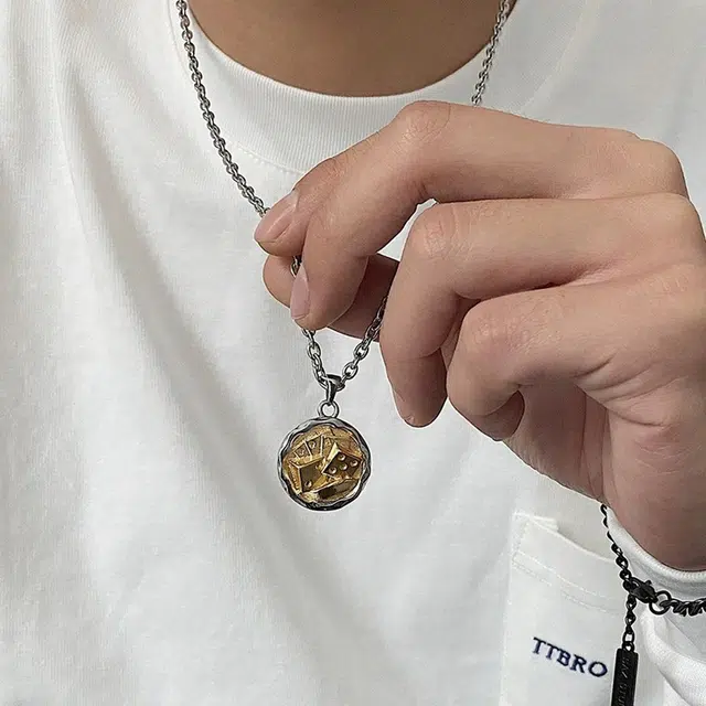 琅风 暴富骰子链饰百搭率性简约 钛钢 项链 男款