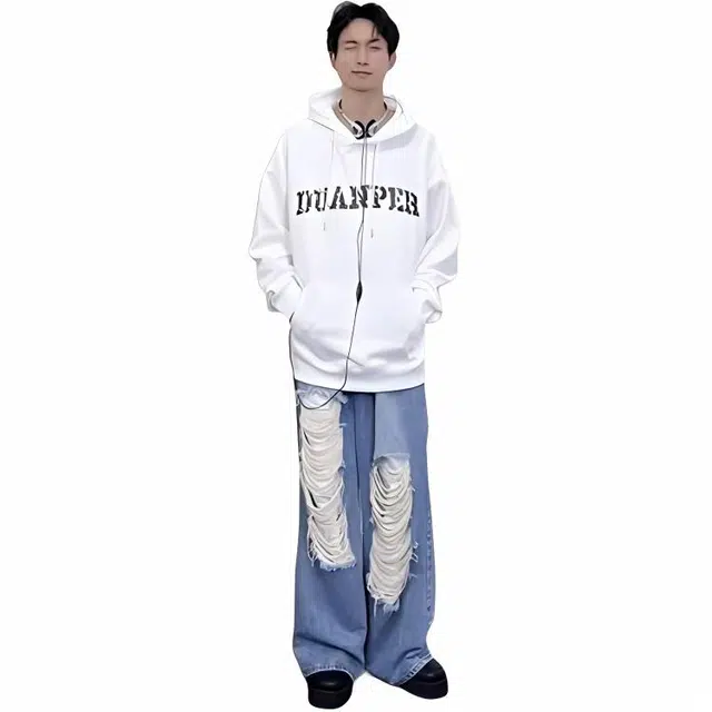 极限涡轮 美式街头复古字母涂鸦舒适保暖重磅时尚潮流痞帅通勤个性连帽长袖百搭卫衣 男女同款
