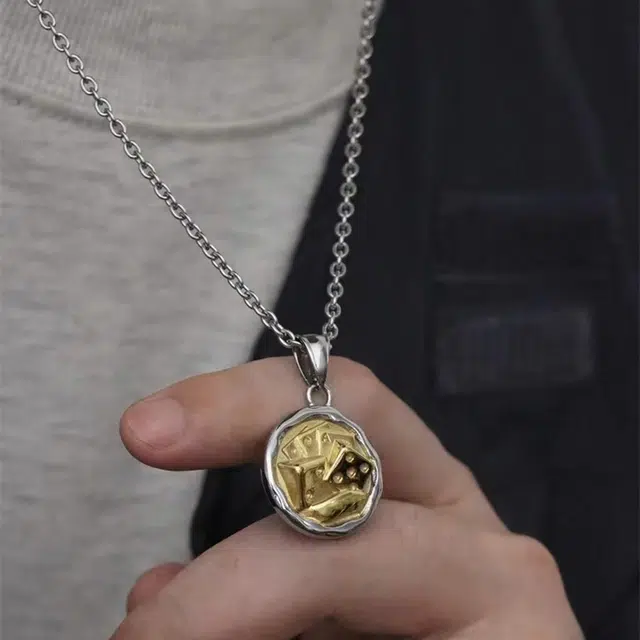琅风 暴富骰子链饰百搭率性简约 钛钢 项链 男款