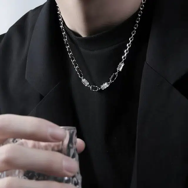 琅风 潮流高级小众设计时尚百搭 钛钢锆石 项链 男款