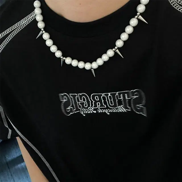 琅风 反光珍珠锥子配饰设计感率性酷炫潮男潮女可调节 钛钢 项链 男女同款情侣款