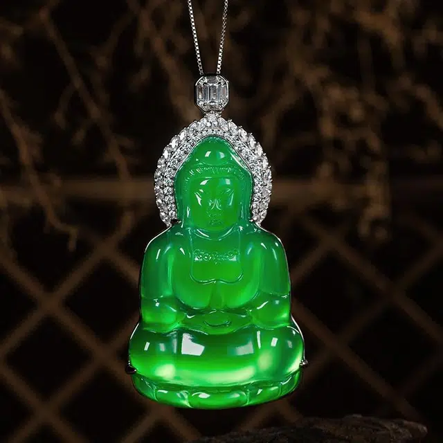 缘钰祥 灵韵观音 轻奢高级感满绿 时尚百搭新中式 玉髓 项链 女款