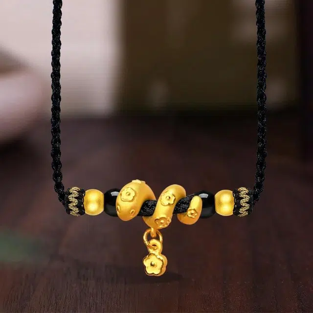 雅生珠宝 巳升升 好运招财蛇 卷卷小花蛇转运 #好运 足金 按克计价 黄金项链 男女同款情侣款