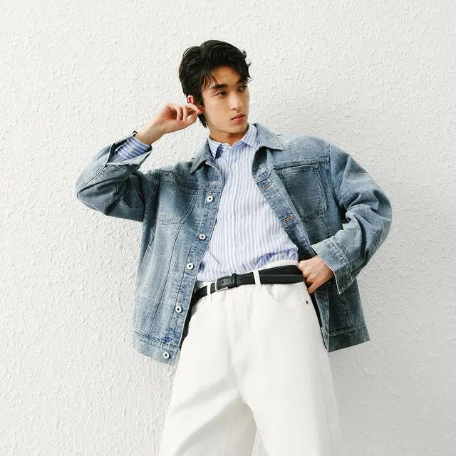 森马 基础简约森柔牛仔工装风日常通勤翻领夹克 男款