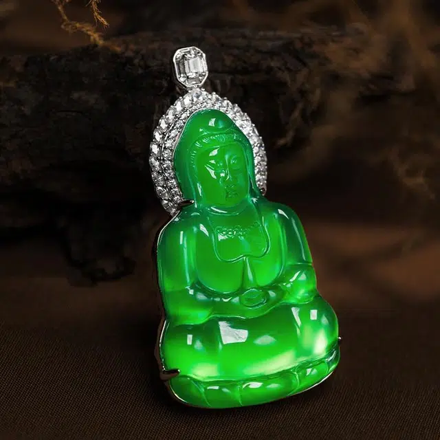 缘钰祥 灵韵观音 轻奢高级感满绿 时尚百搭新中式 玉髓 项链 女款