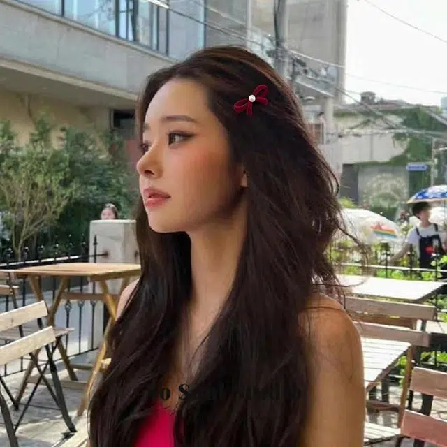 如花梦 红色边夹侧边发卡 植绒 发夹 女款
