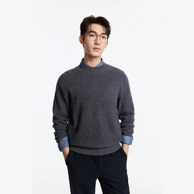 九牧王男裤专家 绒感丰富温暖舒适百搭圆领毛衣 男款