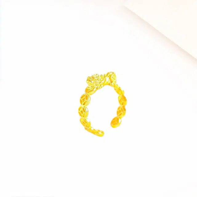 迎百宝 财源滚滚 貔极泰来 好运 新中式国潮招财转运貔貅吞金兽金币铜钱开口戒指 精致秀气蛇年本命招财只进不出指圈 男女同款情侣款