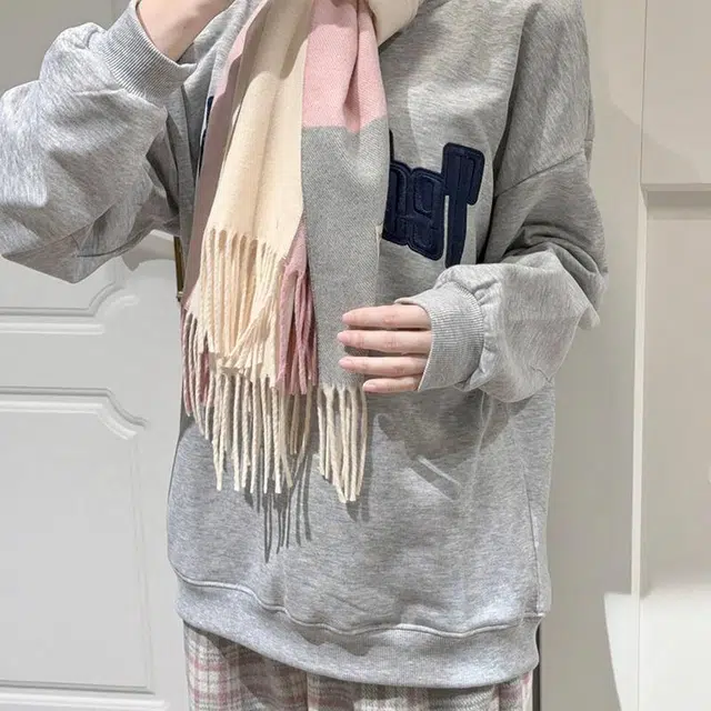 梦特娇 韩系秋冬拼色百搭保暖 羊毛 绒线围巾 男女同款情侣款