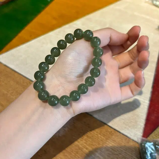 【巳巳如意】 雅谷 珠串 温润细腻 圆润饱满 新中式国风典雅高级温婉气质手饰 和田玉手串 青白玉 男女同款情侣款