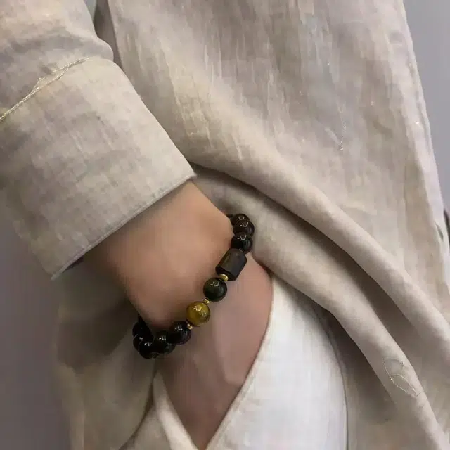 【已祝福加持】 睦珦 平安喜乐 国风国潮复古轻奢转运高颜值高级感 招财平安福气满满 时来运转#好运 黑檀 手串 男女同款情侣款