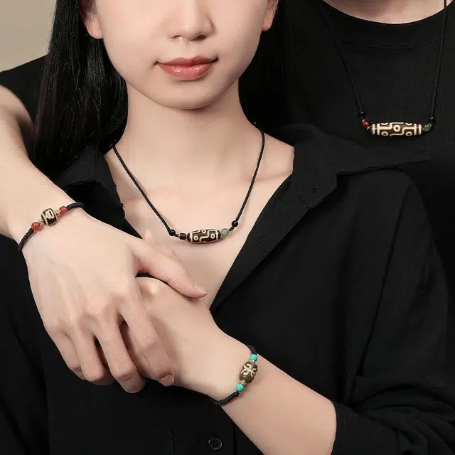 雅生珠宝 九眼天珠手绳 黑绳西藏圣物吉祥平安招财藏传 九眼天珠#好运 玛瑙 手链 男女同款情侣款