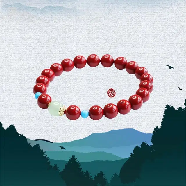 京华录 新中式路路通佛珠 国风招财纳福手持盘玩 朱事顺利 转运念珠#好运 朱砂 手串 男女同款情侣款