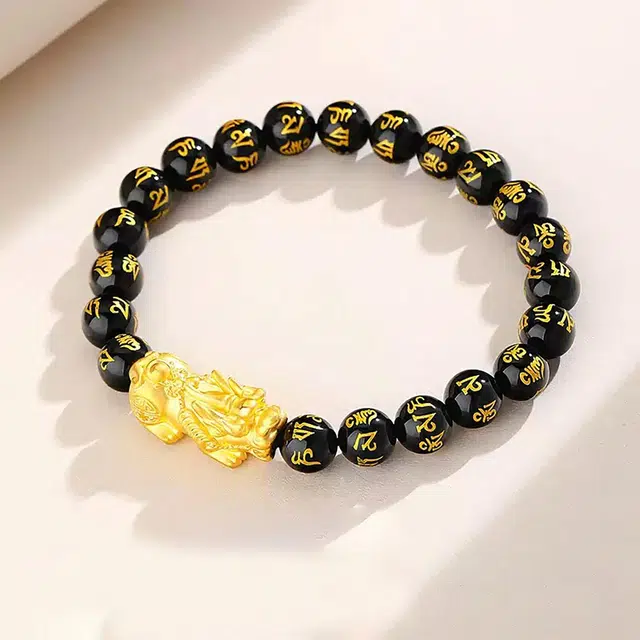 爱恋珠宝 六字真言 貔貅吞金兽转运珠本命年招财纳福财运亨通复古轻奢高级感#好运 足金 一口价 黄金手串 男女同款情侣款