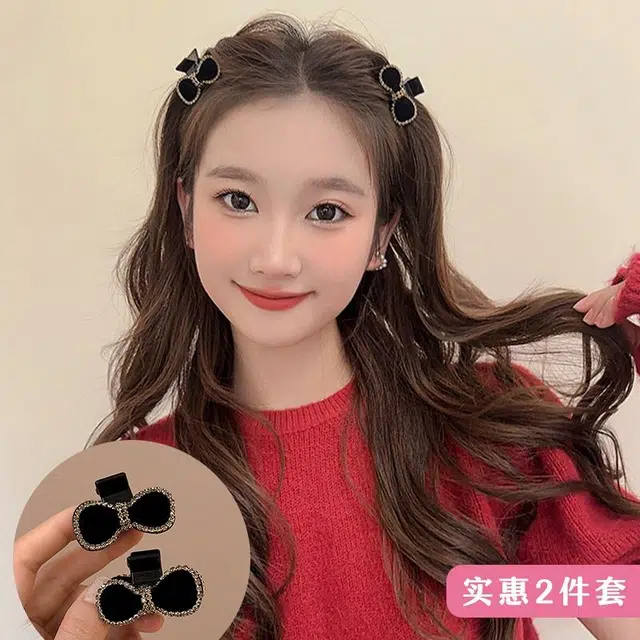 沂茹 黑色蝴蝶结优雅 亚克力 发夹 女款