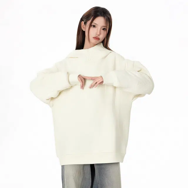 棉致 美式宽松舒适百搭提花连帽卫衣 男女同款