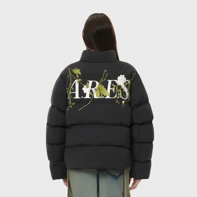 极限涡轮 美式街头刺绣加厚立领舒适保暖面包服宽松时尚休闲植物花卉长袖棉服 男女同款