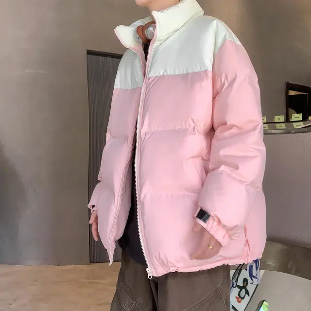 玉儿恋 港风潮牌撞色拼接防风加厚御寒保暖面包服外套痞帅街头户外通勤时尚锁温潮流舒适百搭宽松休闲立领落肩棉服 男女同款