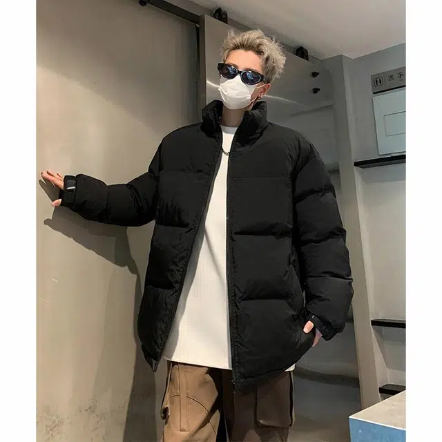 玉儿恋 港风潮牌撞色拼接防风加厚御寒保暖面包服外套痞帅街头户外通勤时尚锁温潮流舒适百搭宽松休闲立领落肩棉服 男女同款