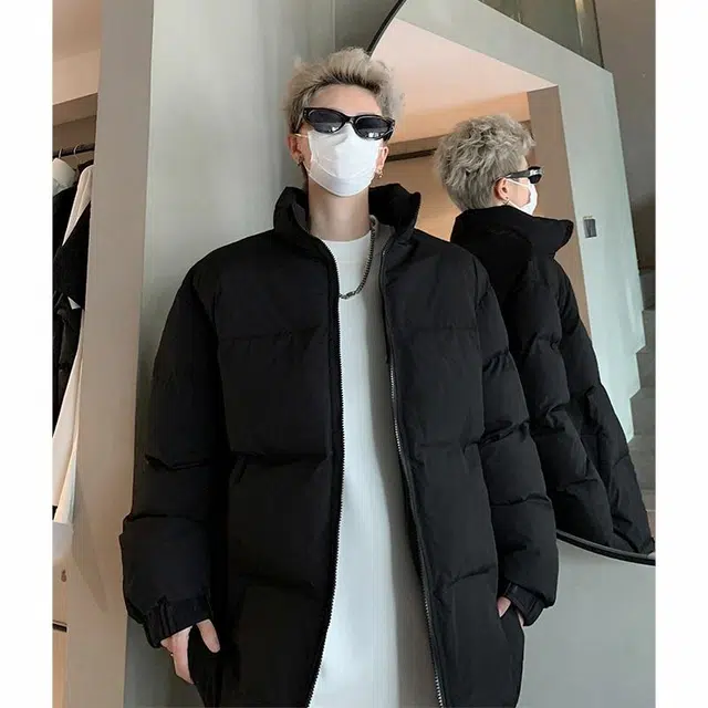 玉儿恋 港风潮牌撞色拼接防风加厚御寒保暖面包服外套痞帅街头户外通勤时尚锁温潮流舒适百搭宽松休闲立领落肩棉服 男女同款