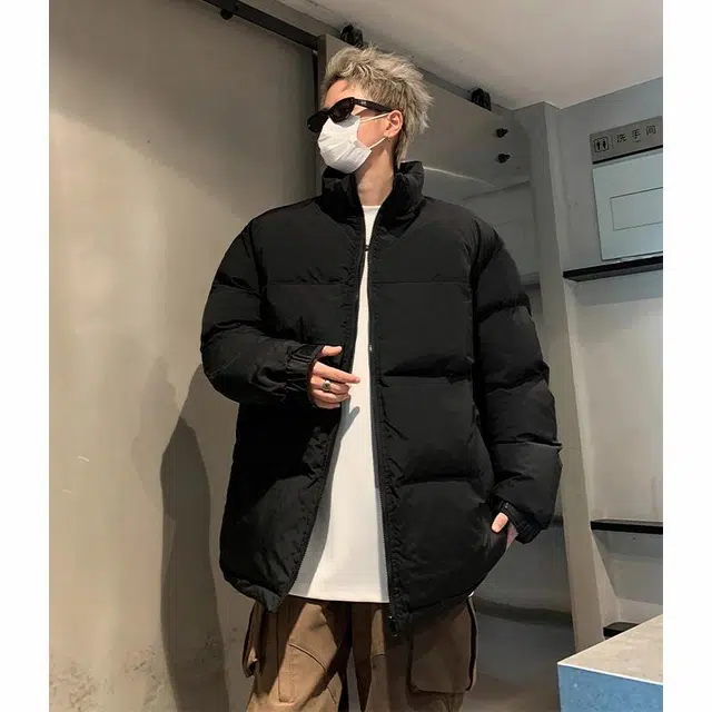 玉儿恋 港风潮牌撞色拼接防风加厚御寒保暖面包服外套痞帅街头户外通勤时尚锁温潮流舒适百搭宽松休闲立领落肩棉服 男女同款