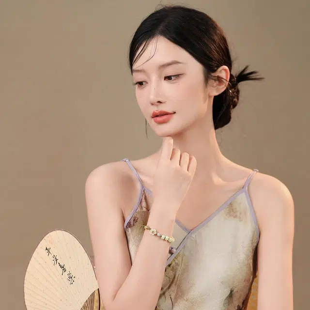【普陀山官方已祝福】 普陀山文创 桃你欢喜编织手绳转运珠平安牌招桃花纳福 礼盒装 合金 手链 女款