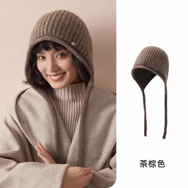 尚先生 秋冬系带包头韩版百搭毛防寒保暖 羊毛 帽子 女款