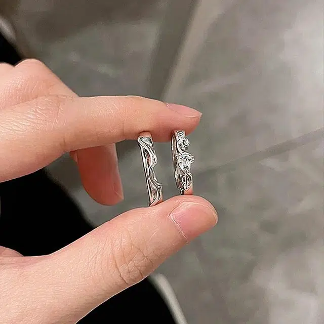 永恒旋律 丘比特之箭 钟爱久久 环环相扣 经典百搭日常简约甜蜜 闪耀轻奢高级感时尚学生平价 开口可调节对戒 铜/锆石 戒指 男女同款情侣款