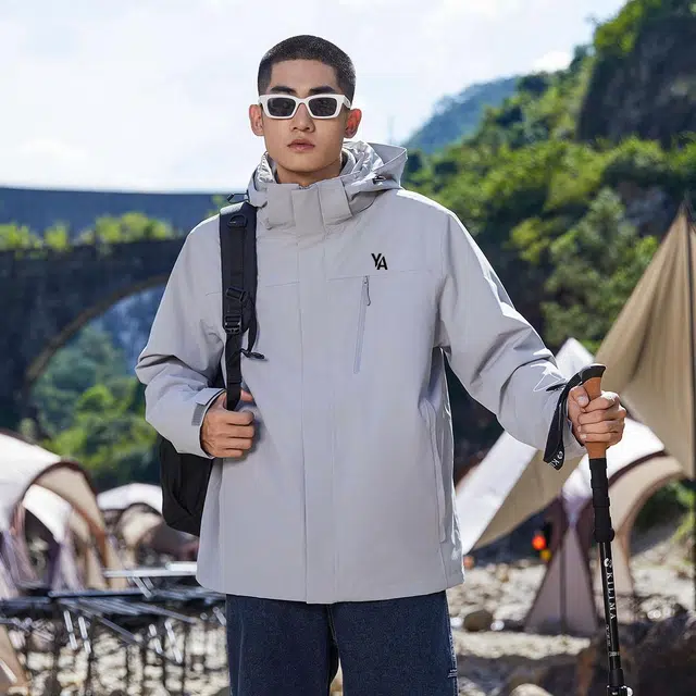 雅鹿  简约基础款百搭户外运动无性别主义宽松休闲连帽外套  防水防风耐磨保暖防寒冲锋衣 男女同款