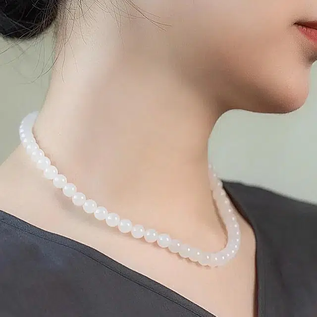豆蔻时光 轻奢高级优雅国潮古风新中式精品 和田玉 项链 男女同款情侣款 白玉