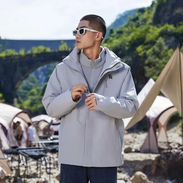 雅鹿  简约基础款百搭户外运动无性别主义宽松休闲连帽外套  防水防风耐磨保暖防寒冲锋衣 男女同款