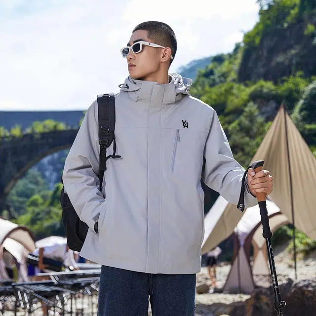 雅鹿  简约基础款百搭户外运动无性别主义宽松休闲连帽外套  防水防风耐磨保暖防寒冲锋衣 男女同款